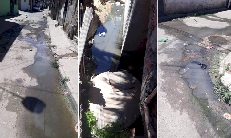 Denúncia|   Moradores da Rua São Paulo de Pau da Lima sofrem com poluição de rede de esgoto a céu aberto.